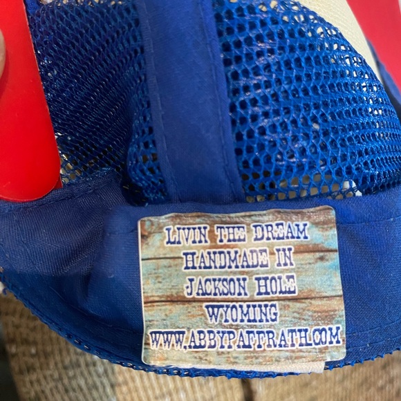 Red and Blue Trucker Hat with Antler Design - Picture 4 of 4